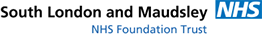South London and Maudsley NHS Foundation Trust logo.